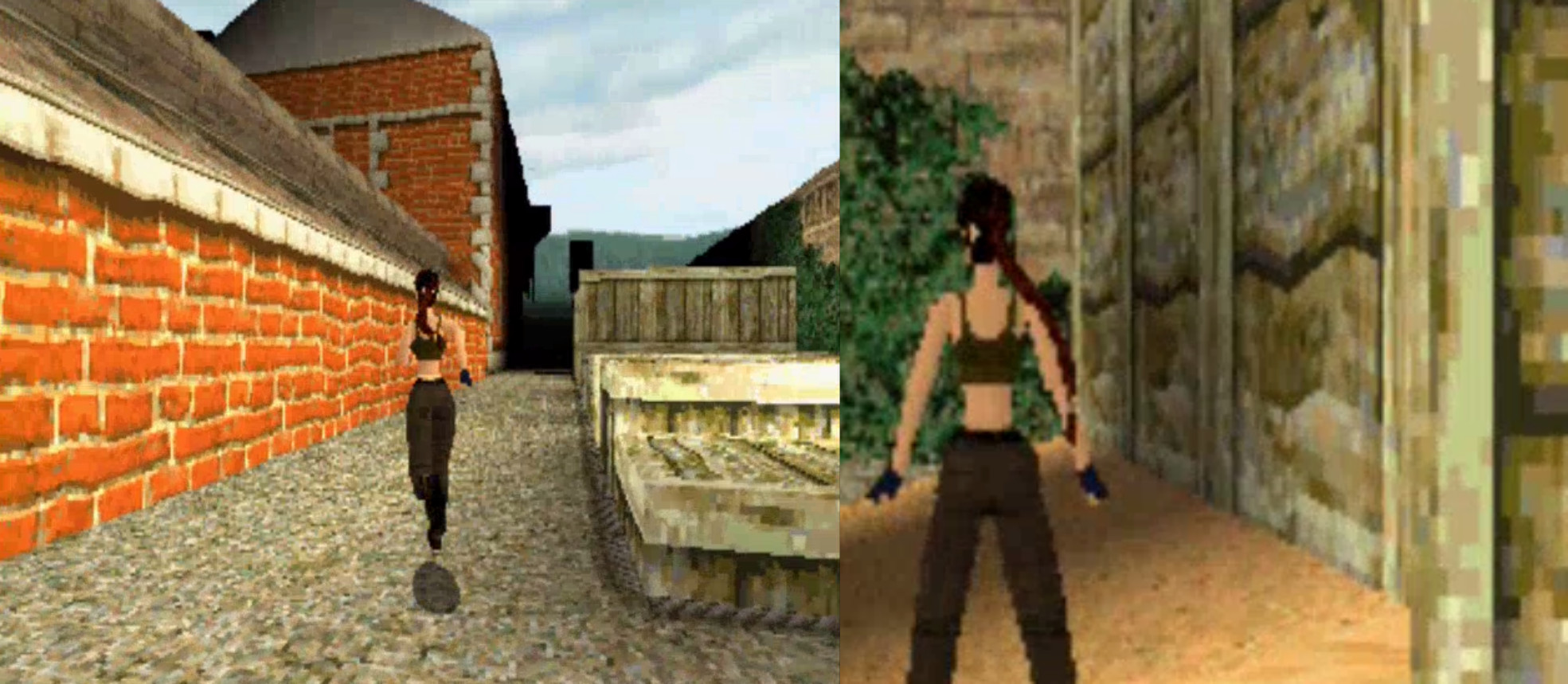 Tomb Raider 1 showing warped affine textures