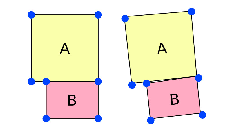 Image illustrating seams appearing between polygons which are not closed meshes when applying low vertex precision technique